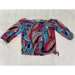 Escapada Living Off The Shoulders Abstract Design Women's Size Small 3/4 Length